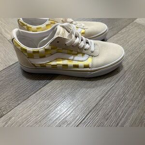 Vans Cream and Yellow Checkered Sneakers